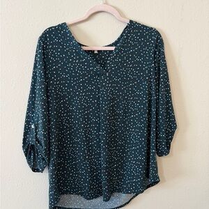 Beacon Teal Speckle V-Neck Blouse